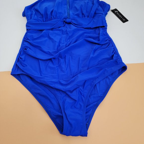 Tempt Me Women One Piece Swimsuit High Neck Plunge Mesh Ruched Monokini Swimwear - Picture 6 of 14